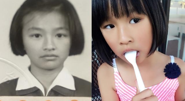 张庭晒儿时旧照 与女儿近照对比母女神韵相似