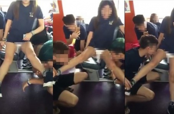 辣眼睛!香港高校迎新遭批似＂性派对＂ 2男舔1女大腿