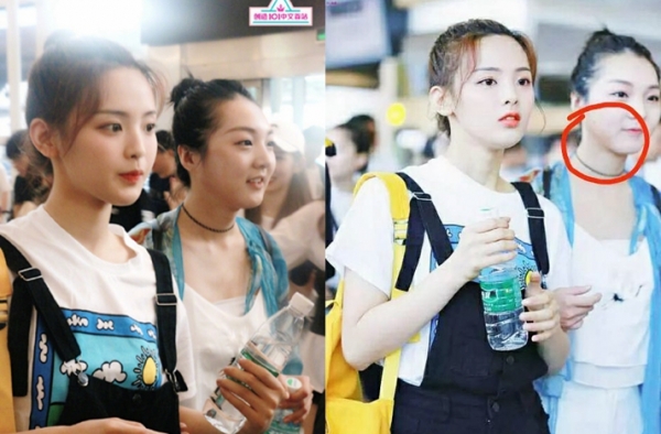杨超越强东玥机场对比图 网友：这是古代公主和宫女？