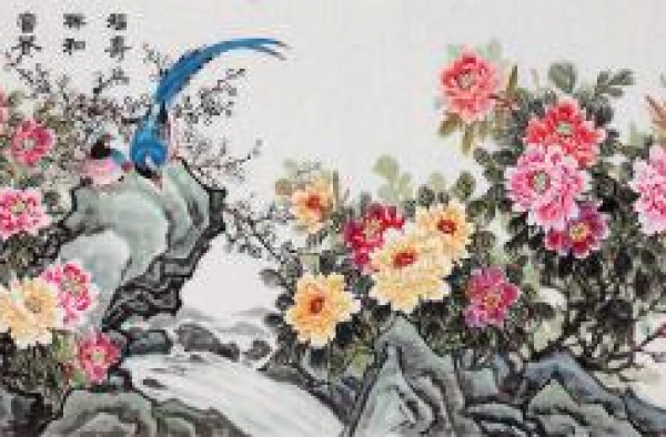 墙面装饰挂画最适合挂什么，名家石开花鸟国画点缀寓意佳