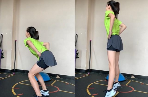 田亮指导女儿跳高，12岁森碟身高赶超爸爸，腿部肌肉线条抢眼