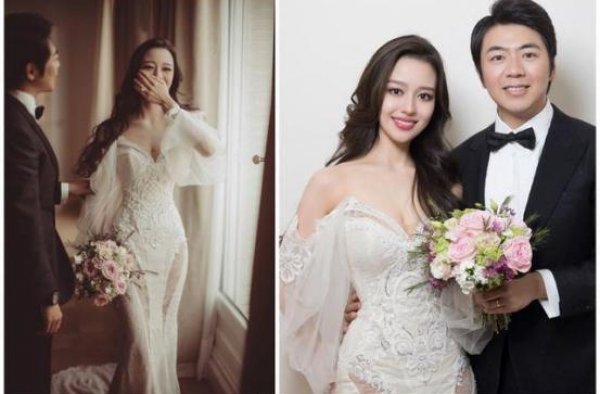 和郎朗甜蜜现身活动，吉娜礼服隆重颜值美！可她穿的鞋也太土了吧
