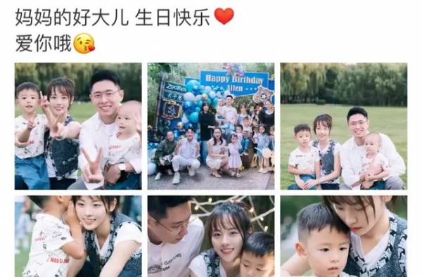 张嘉倪买超夫妇为大儿子庆生，俩儿子如复制粘贴般像爸爸