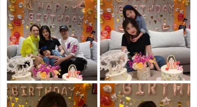章子怡为大女儿庆生，两人依偎似姐妹，后妈难当但她做到了