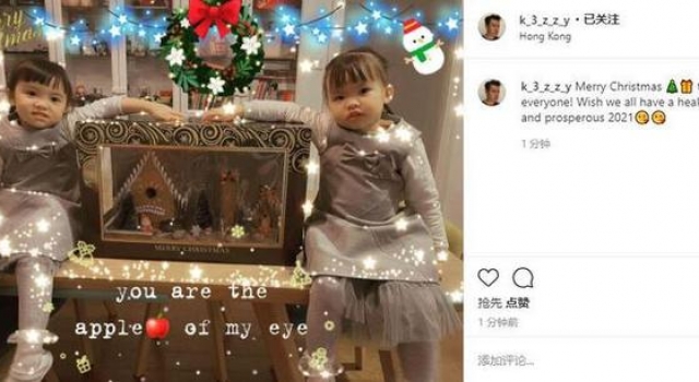 熊黛林2岁双胞胎女儿罕曝光，姐姐美似妈，妹妹却眼小嘴凸差太多
